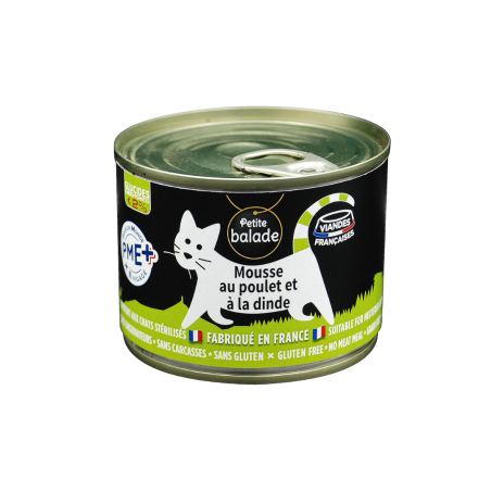 Mousse au poulet et à la dinde 200g - Humide "Petite balade"