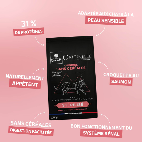 Croquettes Originelle chat stérilisé saumon sans céréales - 2,5 kg