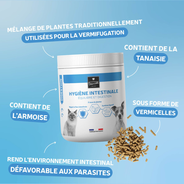 Complément alimentaire chien et chat : Hygiène intestinale - propriétés