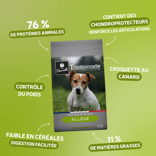 Croquettes Traditionnelle - Allégées Mini au canard - 4 kg