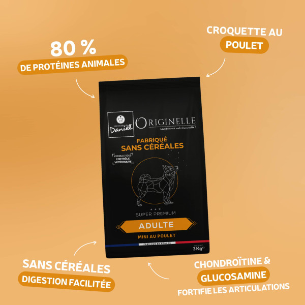 Croquettes chien - Originelle mini adulte - au poulet sans céréales 3 kg