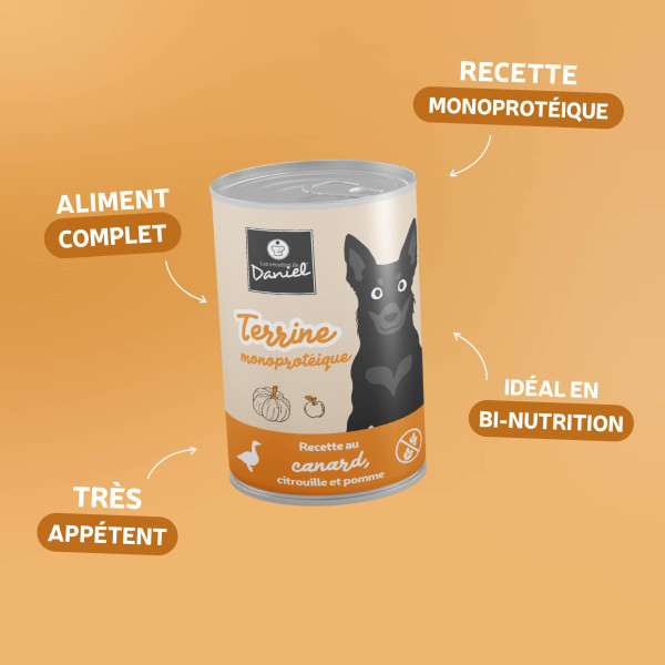 Terrine monoprotéique au canard, citrouille et pomme - 400g