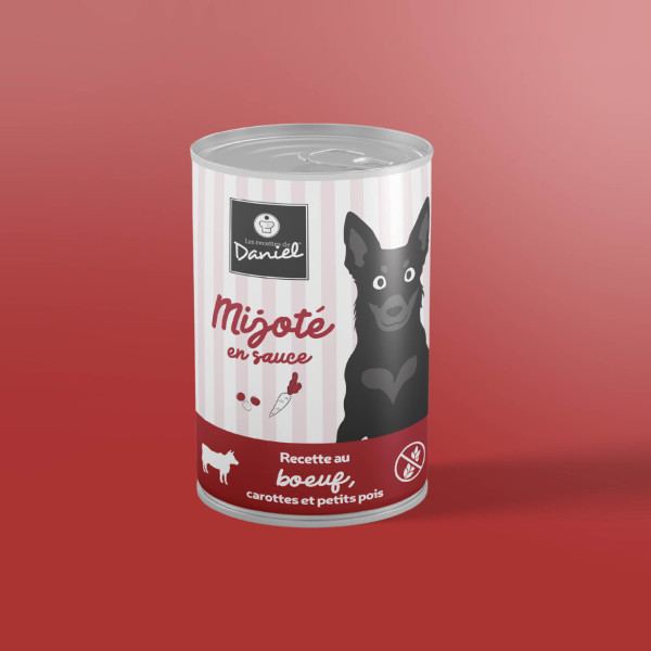 Mijoté monoprotéique au bœuf, carotte et petits pois - 400g