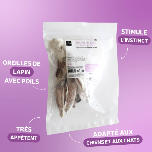 Oreilles de lapin avec poils - 100g