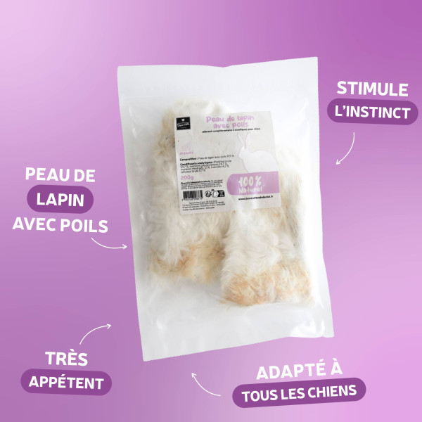 Peau de lapin avec poils - 200g